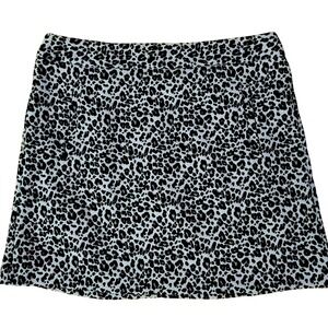 Loft Mini Skirt 14 Black‎ Tan Animal Print A-Line Leopard Mob Wife Leopard Y2K